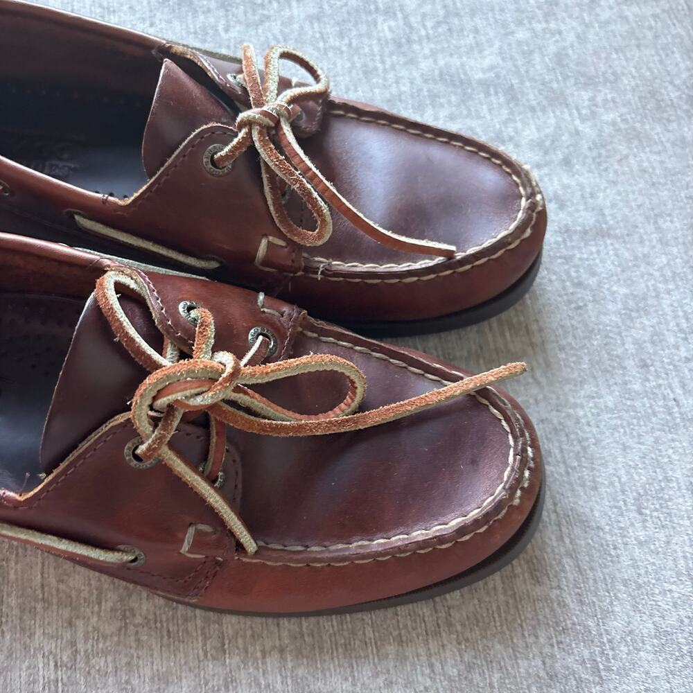 NWOT Sebago Docksides Portland Waxed Leather Brown Boat Shoes - Picture 2 of 5